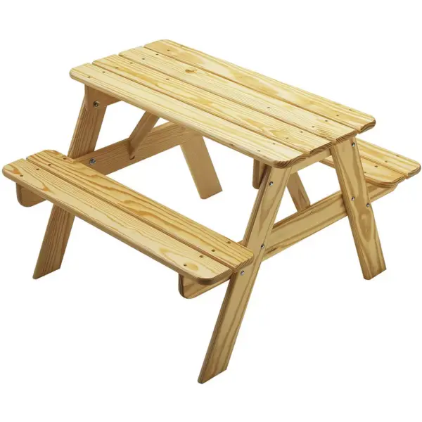 Little Colorado 144UNF Durable Sturdy Indoor Outdoor Handcrafted Knotty Pine Classic Toddler Picnic Table for Children Ages 2 to 7 Years, Unfinished