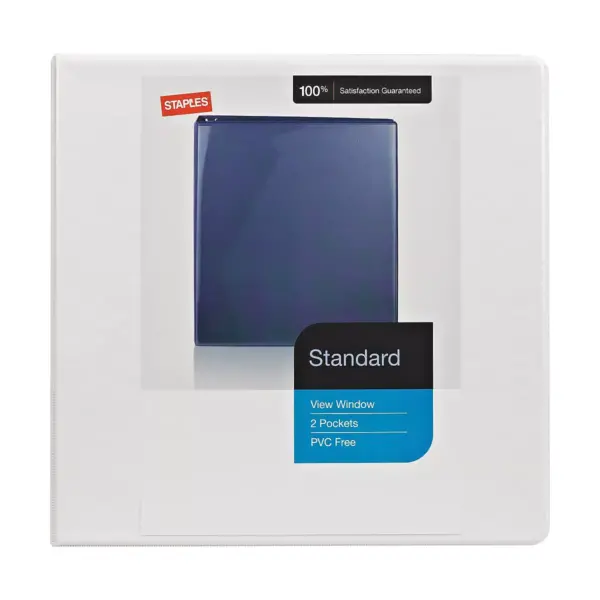 Staples Standard 2" 3-Ring View Binders White 6/Carton (26444CT) 55411CT/26444CT