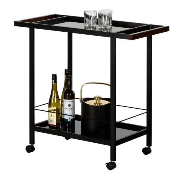 City Life Metal Bar Cart On Wheels Black - South Shore