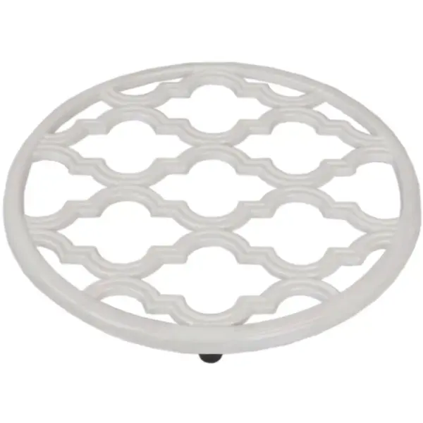 Home Basics Lattice Collection Cast Iron Trivet, White