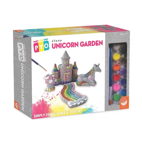 MindWare Paint Your Own Stone: Unicorn Garden - Creative Activities -7 Pieces