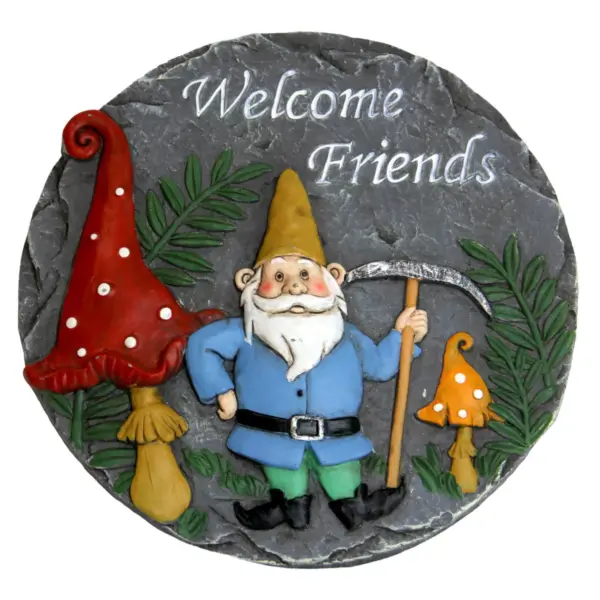 Welcome Friends Garden Gnome Stone - Exhart