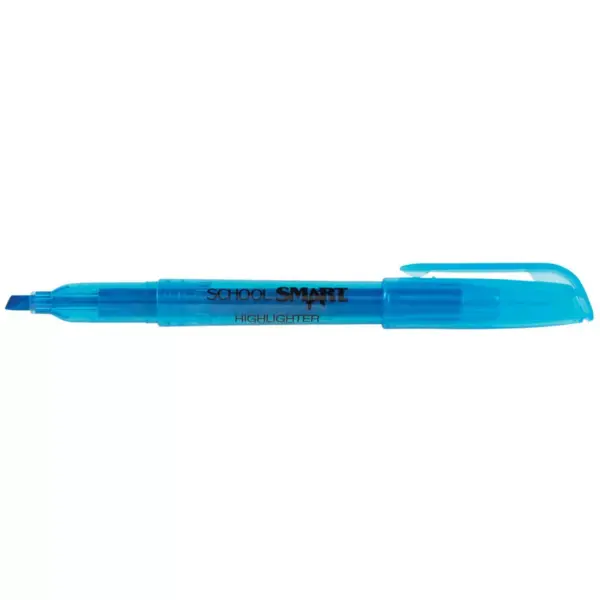 School Smart Pen Style Highlighter, Chisel Tip, Blue, pk of 12