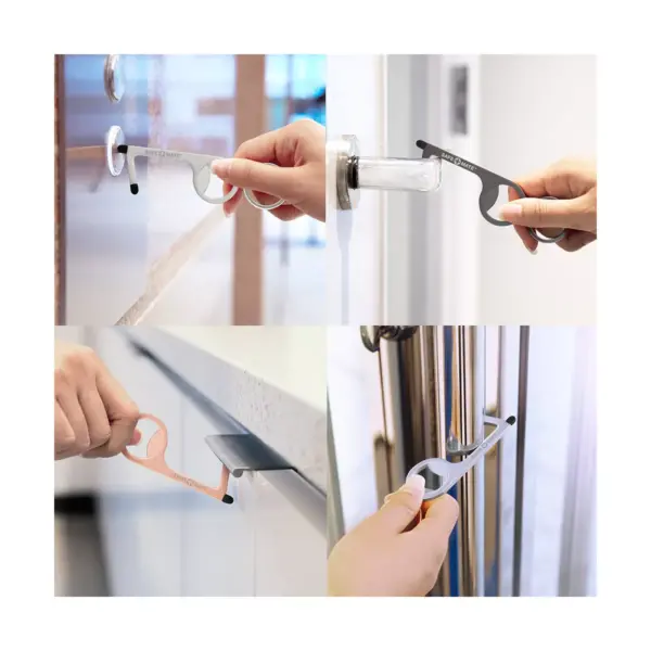 Safe-Mate x Case-Mate - Touchless Door Opener - TOUCH FREE TOOL - Keyring - Stylus - 3 Pack - Black/Silver/Rose Gold