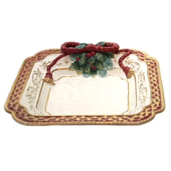 Tabletop 11.25" Poinsettia Dessert Plate Christmas Dinner Cosmos Gifts Corp.  -  Serving Platters