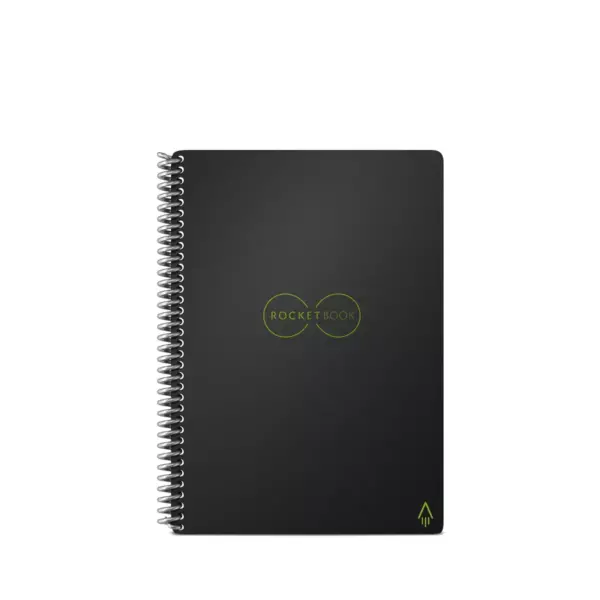 Core Smart Spiral Reusable Notebook Dot-Grid 36 Pages 6" x 8.8" Black - Rocketbook