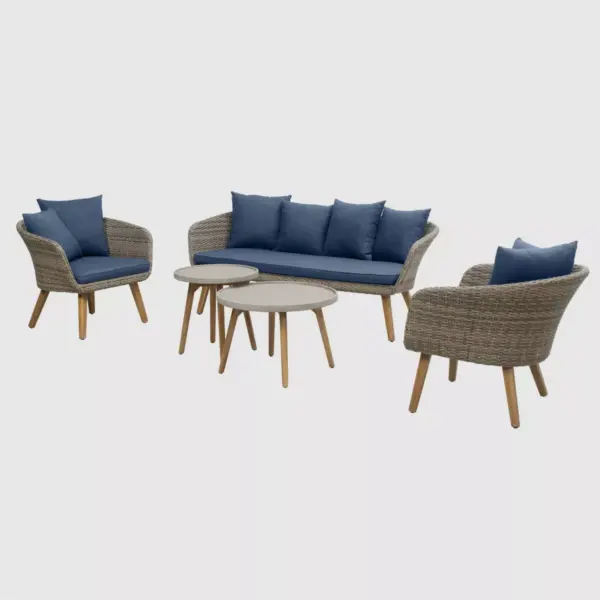 Sota 5pc Outdoor Seating Set - Dark Blue - RST Brands