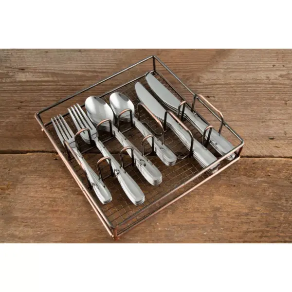 41pc Stainless Steel Waylen Mirror Silverware Set with Holder - Cambridge Silversmiths