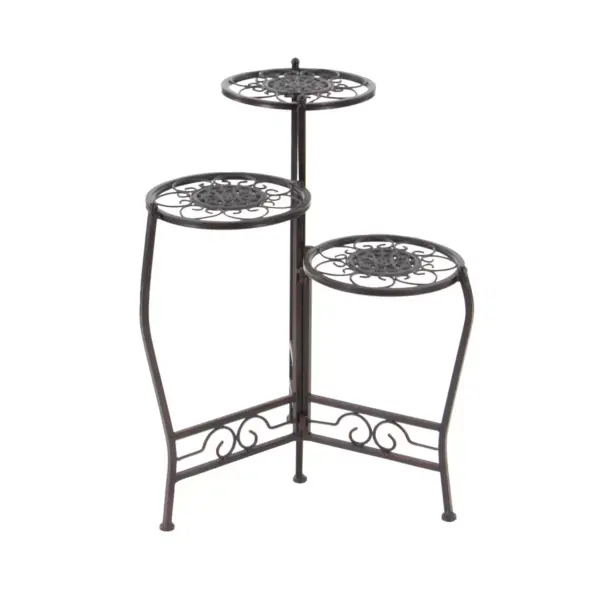 24" Modern Metal Novelty Plant Stand Brown - Olivia & May