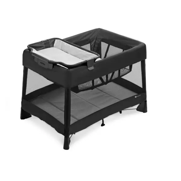 4moms breeze plus playard | Easy, One-Handed Setup | with Removable Bassinet & Flip Changer | Black