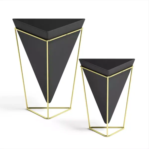 Set of 2 Trigg Tabletop Vessels Black/Brass - Umbra