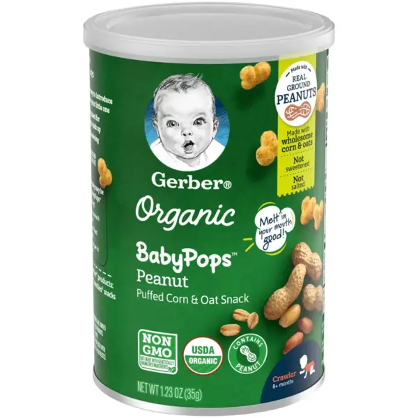 Gerber Organic BabyPops Peanut Puffed Corn & Oat Baby Snacks - 1.23oz