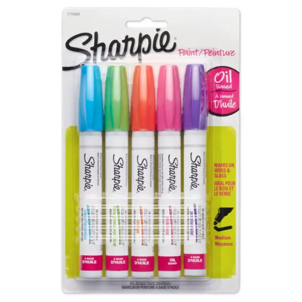 Sharpie Oil Base Paint Markers, Medium Tip, 5pk - Brights Multicolor