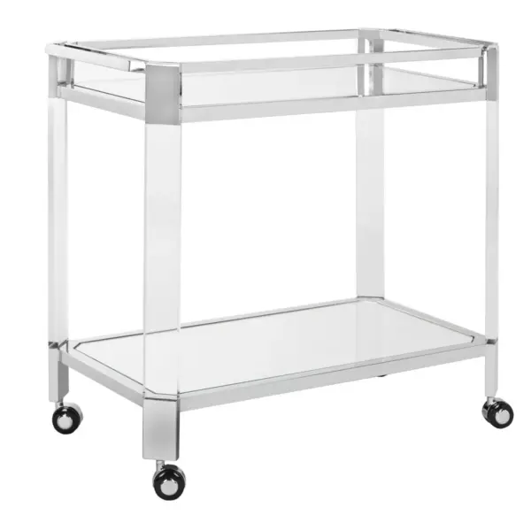 Lago Mirror Bar Trolley Clear - Safavieh