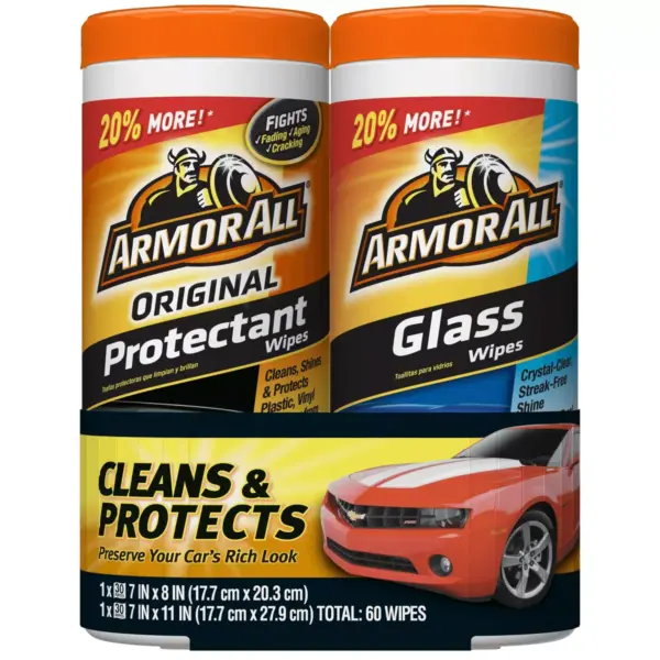 Armor All 2pk 30ct Original Protectant/Glass Wipes Automotive Protector