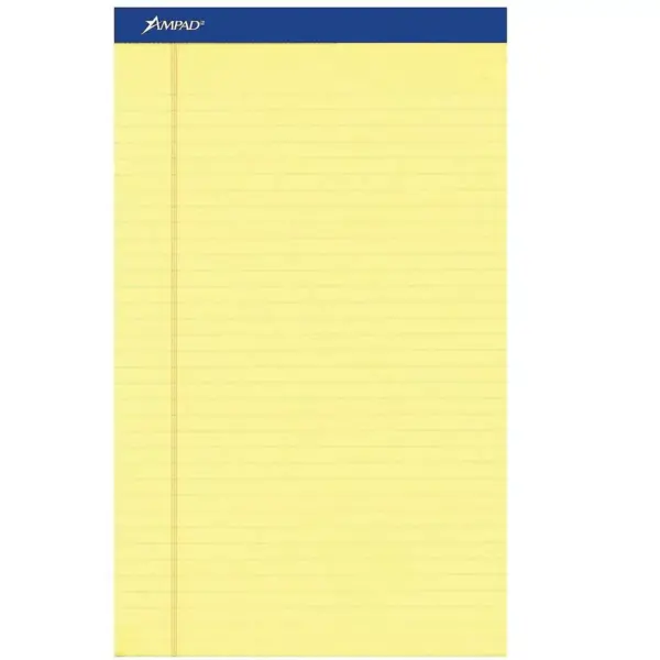 Ampad Perforated Writing Pad 8 1/2 x 14 Canary 50 Sheets Dozen 20230