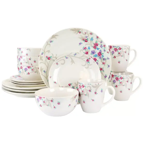 Gibson Home 16pc Ceramic Floral Splash Dinnerware Set