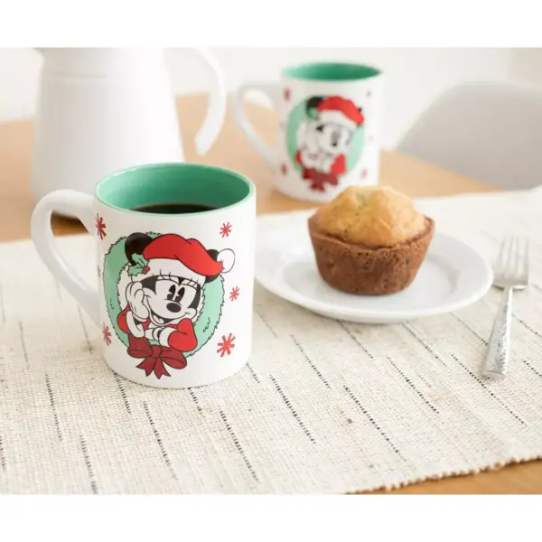 Silver Buffalo Mickey and Minnie Mouse Holiday Mugs, Set of 2 | Each Holds 14 Ounces