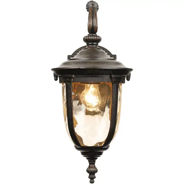 John Timberland Outdoor Wall Light Fixture Bronze 16 1/2" Hammered Glass Sconce for House Deck Patio Porch