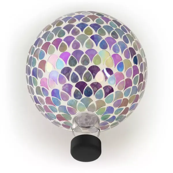 Alpine 11" Colorful Teardrop Glass Gazing Globe with Mosaic Flower Design