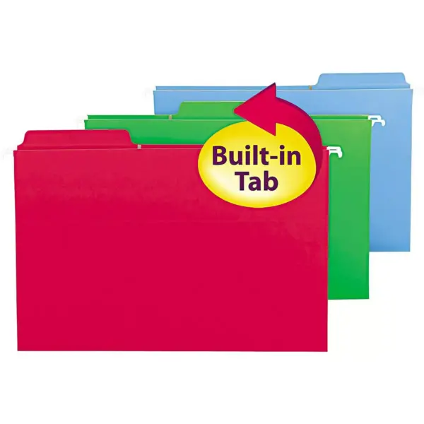 Smead FasTab Hanging Folders Legal Assorted 18/Box 64153