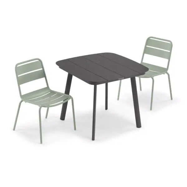 Eiland 3pc Patio Set with 36" Square Dining Table & 2 Kapri Side Chairs - Sage - Oxford Garden