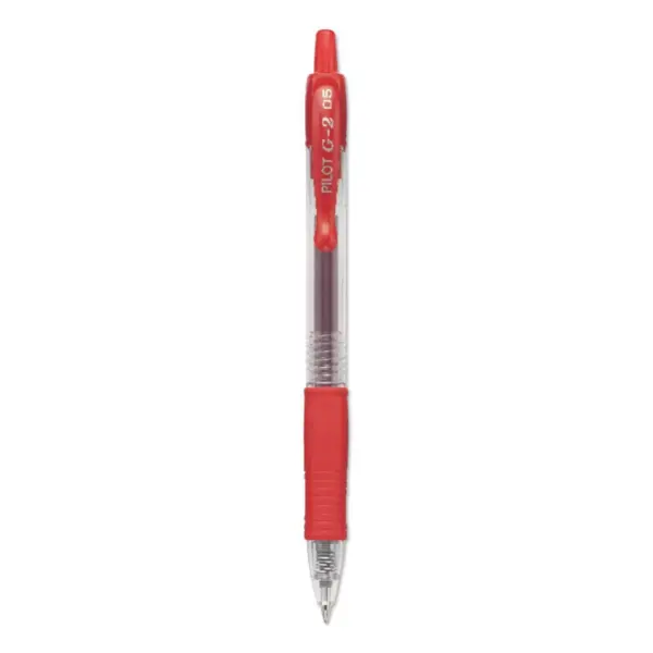 Pilot G-2 Gel Ink Pen, 0.5mm Extra Fine - Red Ink (12 Per Set)