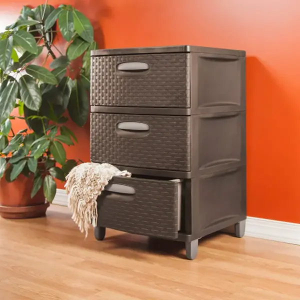 Sterilite 3-Drawer Woven Storage Unit - Espresso