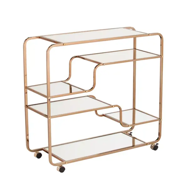 Marianne Mirrored Bar Cart Gold - Aiden Lane