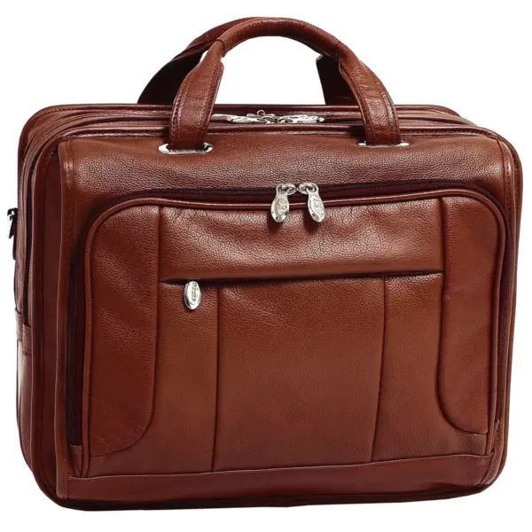 McKlein 15" River West Pebble Grain Calfskin Leather Laptop Bag - Brown