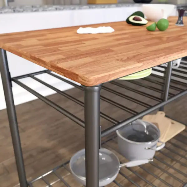 Letom Kitchen Island with Storage Oak/Gray - Aiden Lane