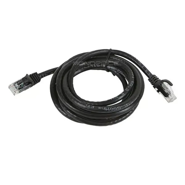 Monoprice Cat6 Ethernet Patch Cable - 7 Feet - Black | Network Internet Cord - RJ45, Stranded, 550Mhz, UTP, Pure Bare Copper Wire, 24AWG - Flexboot