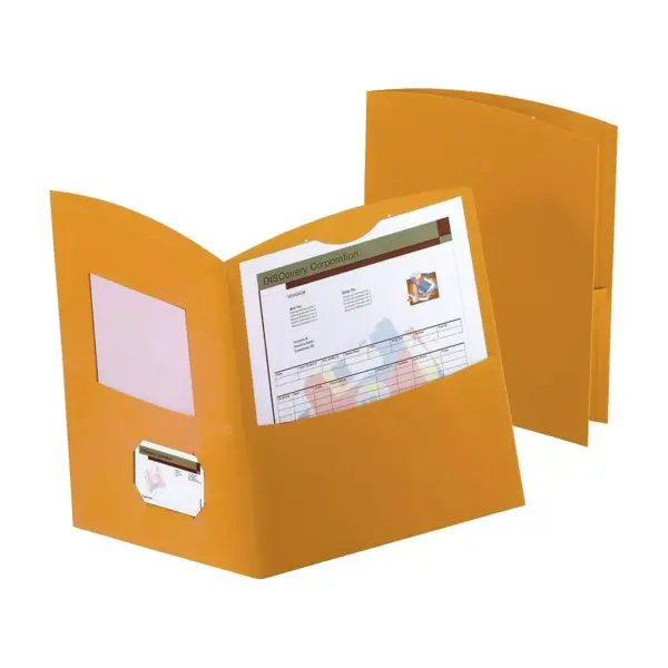 Oxford Contour Two-Pocket Recycled Paper Folder 100-Sheet Capacity Orange 5062580