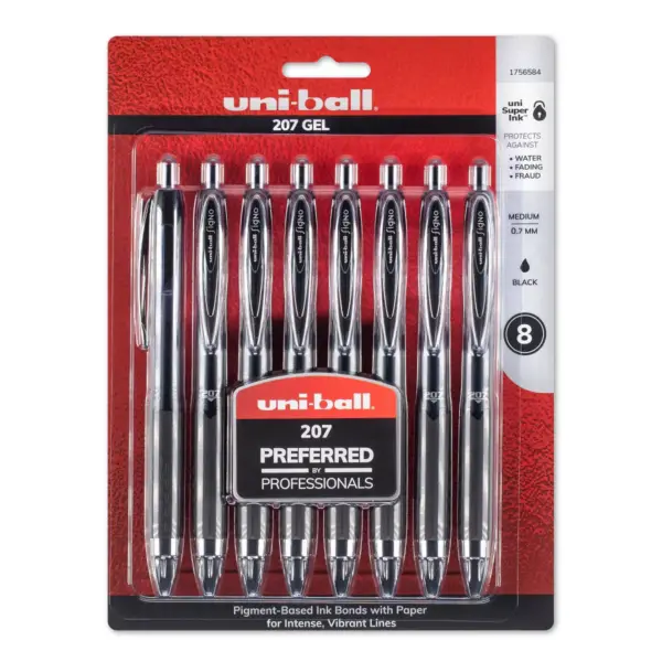 uni-ball 207 Retractable Gel Pens Medium Point (0.7mm) Black 2431821