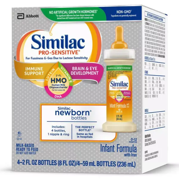 Similac Pro-Sensitive Non-GMO Infant Formula with Iron Bottles - 4ct/2 fl oz Each