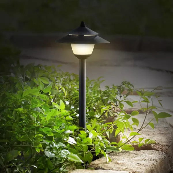 John Timberland Pagoda Textured Black 8-Piece LED Landscape Path Light Set