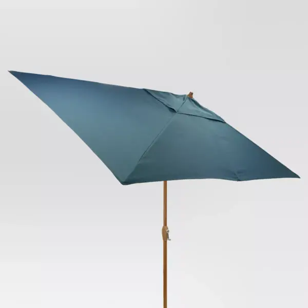 10' x 6' Rectangular Umbrella - Medium Blue - Medium Wood Finish - Threshold™