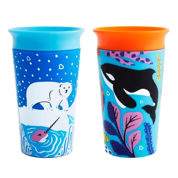 Munchkin Miracle 360° Wild Love Sippy Cup - 2pk - 9oz  Orca/Polar