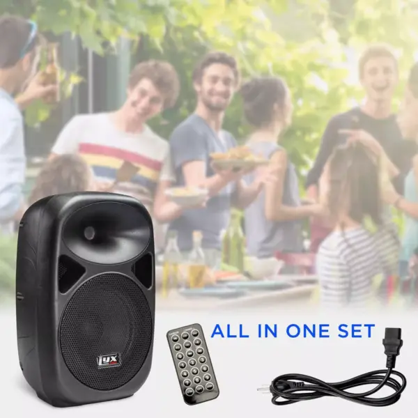 LyxPro SPA-8-8'' Compact Portable PA System 100-Watt RMS Power Active Speaker with Equalizer, Bluetooth, SD Slot, USB, MP3, XLR, 1/4'', 3.5mm Input