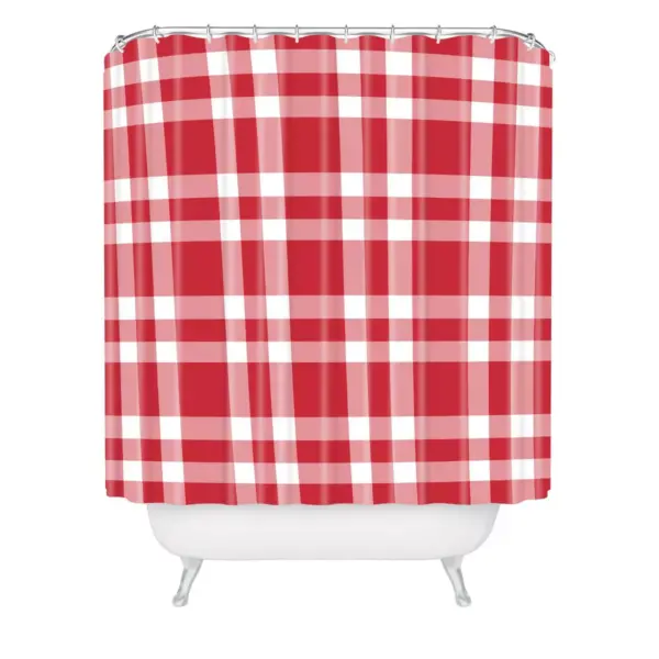 Lisa Argyropoulos Cheery Checks Shower Curtain Red - Deny Designs