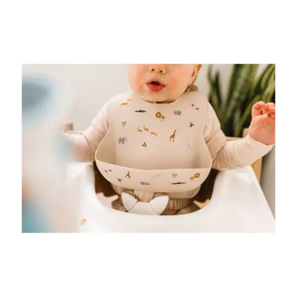 Loulou Lollipop Silicone Printed Bib - Safari