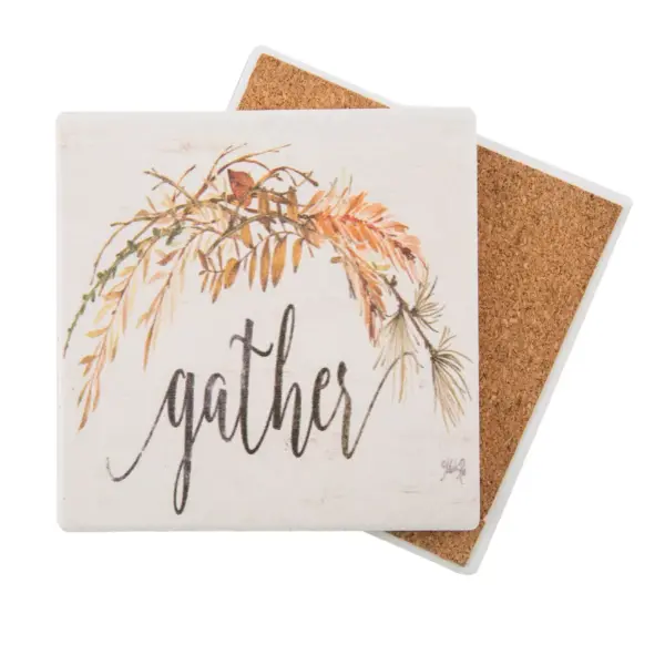 4pk Ceramic Gather Leaves Coasters - Thirstystone