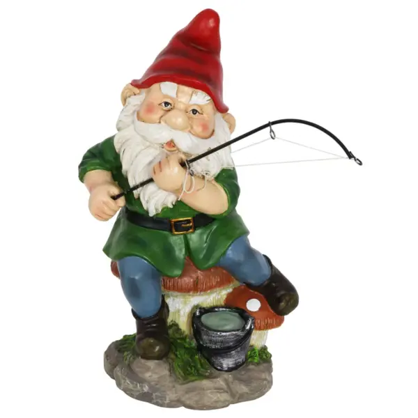 11.14" Resin Fishing Frodo Gnome Red/Green/Blue - Exhart