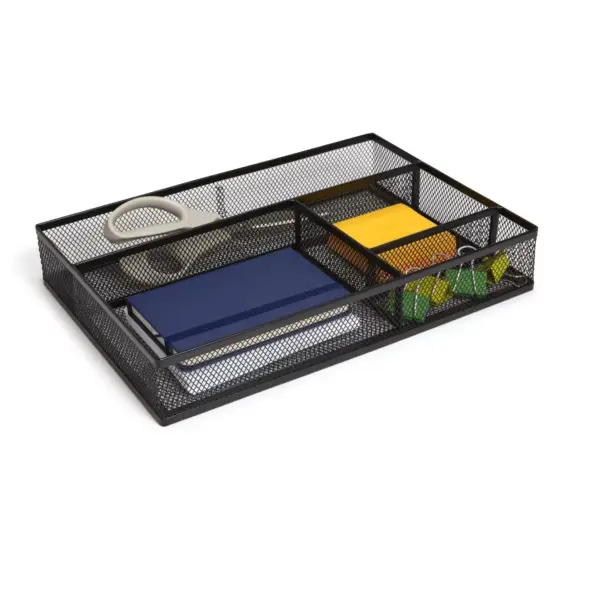 MyOfficeInnovations 4 Compartment Mesh Drawer Organizer, Matte Black 24402479