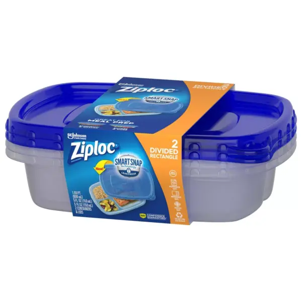 Ziploc Divided Rectangle Containers - 2ct