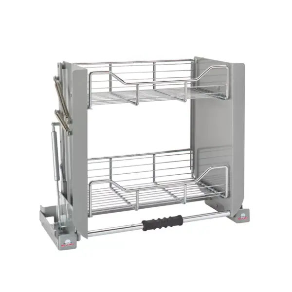 Rev-A-Shelf 5PD-36CRN 36-Inch Convenient Heavy-Duty 2-Tier Mounted Wall Inside Tall Cabinet Door Locking Pull-Down Shelving System, Chrome Finish