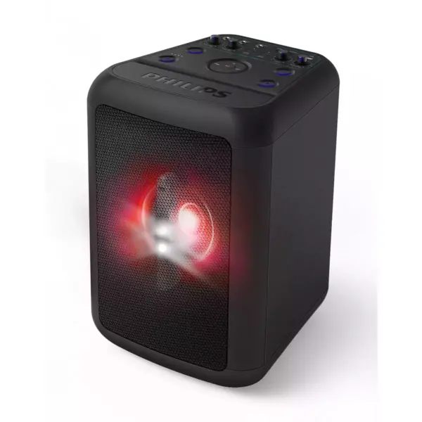 Philips BASS + NX100 Wireless Bluetooth Party Speaker, Light Effects, Karaoke Features, 80W Max, 2 x Mic-inputs, 1 x Guitar Input, up to 14 Hours of Playtime, Black (TANX100/37)