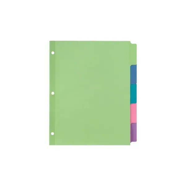 Staples Large Tabs Write & Erase Paper Dividers 5-Tab Multicolor 486272