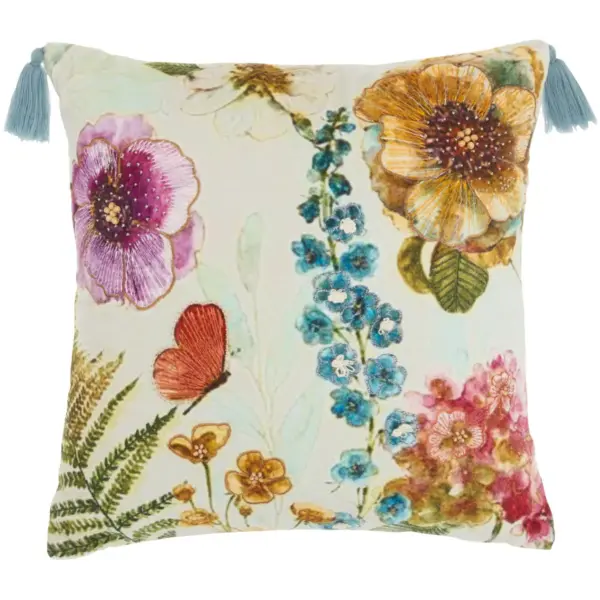 18"x18" Sofia Embellished Floral Garden Square Throw Pillow - Mina Victory