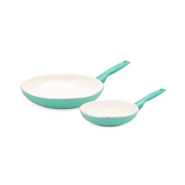 GreenPan Rio 8" and 10" Ceramic Non-Stick Cookware Set Turquoise